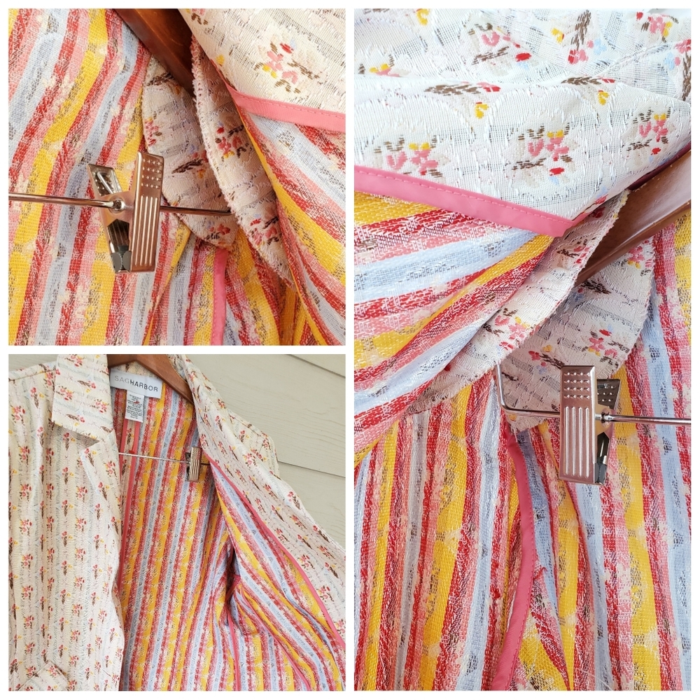 Sag Harbor Vintage-style Ditsy Floral Cottagecore Granny Chic Brocade Blazer - Picture 13 of 16